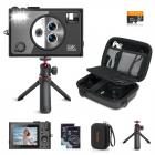 Compacte Digitale Camera 5K 75MP – 3 Lenzen & 12x  Hybride Zoom, WiFi, Statief & Cameratas – Vlogcamera  voor Beginners & Reizen