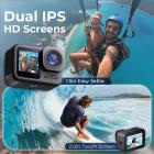 4K60FPS 48MP 66FT Vanntett Actionkamera uten etui, doble skjermer, 64GB-kort, EIS, WiFi-fjernkontroll, Kentfaith