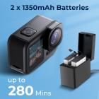 4K60FPS 48MP 66FT Vanntett Actionkamera uten etui, doble skjermer, 64GB-kort, EIS, WiFi-fjernkontroll, Kentfaith