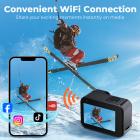 4K60FPS 48MP 66FT Vanntett Actionkamera uten etui, doble skjermer, 64GB-kort, EIS, WiFi-fjernkontroll, Kentfaith