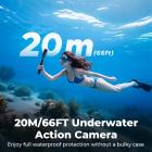 4K 60FPS Vanntett Actionkamera 20M/66FT Under vann, 6-aksers stabilisering, innebygd WiFi, 2 tommers berøringsskjerm Kentfaith