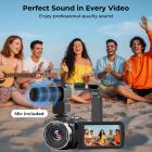 Videokamera med 4K 30FPS videoer, 80MP billeder, 13MP Sony CMOS, 11 stykker tilbehør, natbriller, webkameratilstand, Kentfaith