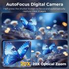 5K 75MP digitale kameraer til fotografering, 20x optisk zoom, WiFi YouTube-vlogkamera med autofokus & dobbeltlinse til selfie, 4-tommers touchskærm Kentfaith