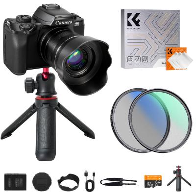 Digitale Camera 4K 75MP met 20× Optische Zoom – WiFi, 4" Touchscreen, CPL + Black Mist & Statief