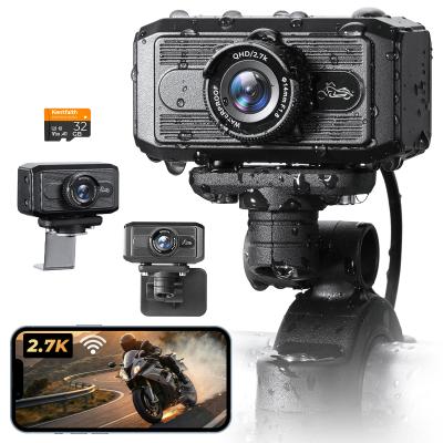 2.7K Dash Cam per Motocicletta con Angolo Ultra Largo 140°, WiFi Integrato, Alimentazione USB, Blocco di Emergenza, 3 Tipi di Supporti, Kentfaith