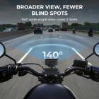 2.7K motorsykkel dashkamera med 140° vidvinkel, innebygd WiFi, USB-strøm, nødlås, 3 typer feste, Kentfaith