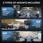 2.7K motorsykkel dashkamera med 140° vidvinkel, innebygd WiFi, USB-strøm, nødlås, 3 typer feste, Kentfaith