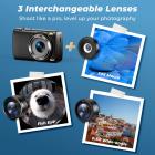 8K 88MP цифровая камера с 30-кратным макро/широкоугольным/рыбьим объективом, двойным сенсором Sony, 6-осевой стабилизацией, двумя аккумуляторами, картой 32G, Kentfaith