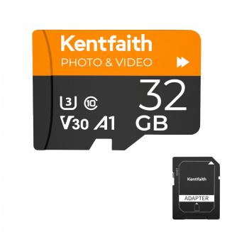 32GB Micro SD-kort U3/V30/A1 med adapter, minnekort for kameraer, boroskoper, mikroskoper, nattsynsbriller, Kentfaith