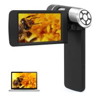 Microscopio digitale portatile, microscopio portatile per adulti e pediatrico con schermo LCD da 4 pollici, 8 lampade a LED dimmerabili, microscopio video FHD elettronico, compatibile con Windows Mac nero