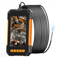 Inspection Camera Kentfaith Industrial Endoscopy Camera 3.9mm Endoscopy Camera 4.3 inch HD Screen 1080P Snake Camera with LED Lights, Semi-Rigid Cable for Automotive, Engine, Drain inspection camera (3.9mm, 10m/32.8ft) Orange