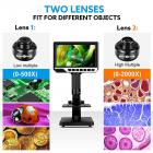 LCD Digital Microscope, 7" IPS Display, 1080P, 50X-2000X Magnification Biological Microscope, With Dual Lenses, 11 Adjustable LED Lights, 12MP Camera, Compatible With Windows/Mac OS