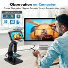 LCD Digital Microscope, 7" IPS Display, 1080P, 50X-2000X Magnification Biological Microscope, With Dual Lenses, 11 Adjustable LED Lights, 12MP Camera, Compatible With Windows/Mac OS