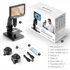 LCD Digital Microscope, 7" IPS Display, 1080P, 50X-2000X Magnification Biological Microscope, With Dual Lenses, 11 Adjustable LED Lights, 12MP Camera, Compatible With Windows/Mac OS