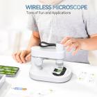 Microscopio con fotocamera WiFi wireless 2 in 1 per bambini, microscopio digitale USB portatile portatile 8 luci a LED con diapositive