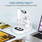Microscopio con fotocamera WiFi wireless 2 in 1 per bambini, microscopio digitale USB portatile portatile 8 luci a LED con diapositive