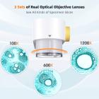 Biologinen mikroskooppi 9 tuuman IPS-näytöllä - kolminkertainen linssi 100X, 600X, 1200X aikuisten digitaalinen mikroskooppi kosketusohjauksella, 24 megapikselin resoluutio, Windows/Mac OS -yhteensopiva