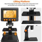 P110 digitaalinen kolikkomikroskooppi, 4,3" näyttö, 1080P korkea resoluutio ja 2 megapikseliä, 50X-1000X suurennus 8 säädettävällä LED-valolla, nostettava pöytä aikuiselle, kannettava lapsimikroskooppi