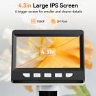 4,3" LCD digitalt mikroskop, 50X-1000X forstørrelse, USB mikroskop til voksne og børn med 8 justerbare LED'er, Windows/Mac iOS kompatibel