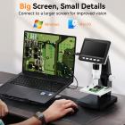 4,3" LCD digitalt mikroskop, 50X-1000X forstørrelse, USB mikroskop til voksne og børn med 8 justerbare LED'er, Windows/Mac iOS kompatibel