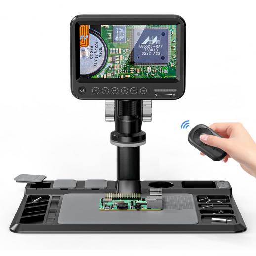 7 cm høydefinisjon elektron mikroskop, 12 millioner piksler, berøringsknapp, 50-1600x størrelse, justerbar LED skyggeløs lys, 2,4G wireless remote kontroll, støtte for PC-forbindelse
