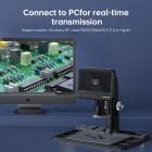 7 cm høydefinisjon elektron mikroskop, 12 millioner piksler, berøringsknapp, 50-1600x størrelse, justerbar LED skyggeløs lys, 2,4G wireless remote kontroll, støtte for PC-forbindelse
