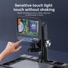 7-tommers fullstendig fokus høydefinisjon elektronisk mikroskop, 12 millioner piksler, berøringsknapp, størrelse på 50-1600x, justerbar LED skyggeløs lys, 2,4G trådløs fjernkontroll, støtte for PC-forbindelse