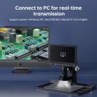 10,1 cm fullstendig fokus på høydefinisjon elektronisk mikroskop, 12 millioner piksler, berøringsknapp, størrelse på 50-1600x, justerbar LED skyggeløs lys, 2,4G trådløs fjernkontroll, støtte for PC-forbindelse