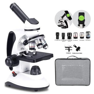 Monoculaire lichtmicroscoop 40X-2000X – dubbele LED-verlichting, meetklauw & metalen frame – voor studenten, kinderen en volwassenen