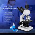 40X-5000X Kolmioinen mikroskooppi WiFi-sähköisellä okulaarilla ja mekaanisella lavalla, WF10X + WF25X okulaarit, Abbe-kondensaattori, Kentfaith