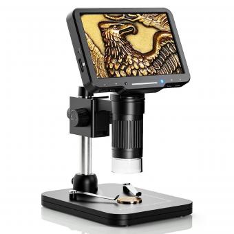 Microscopio digitale LCD da 5 pollici con luce LED, lente d'ingrandimento a gettoni 1080P, supporto foto / riprese video, compatibile con PC e Windows / Mac
