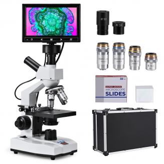 Biologische Mikroskop, Kentfaith Pädagogisch lichtmikroskop mit 0-50℃/32-122℃ konstante Temperatur 7" Anzeige 40X-2500X