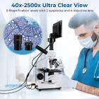 Biologinen yhdistemikroskooppi 0-50 ℃ / 32-122 ℉ vakiolämpötila 7" näyttö 40X-2500X