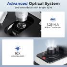 Trinokulært sammensat mikroskop med 7 tommer skærm 40X- 2500X forstørrelse mekanisk trin