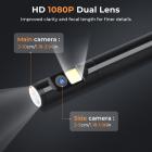 Borescope inspektion kamera med dobbelt 1080P objektiver 4,5" skærm 8mm / 0,32" slank sonde IP67 vandtæt