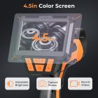 Borescope inspektion kamera med dobbelt 1080P objektiver 4,5" skærm 8mm / 0,32" slank sonde IP67 vandtæt
