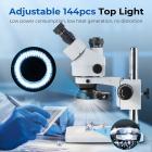 Trinokulärt Stereomikroskop Med 3,5X-45X Förstoring 0,5X Ctv Adapter 144ST Leds Kentfaith