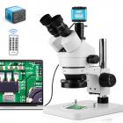 Trinocular Stereo Microscope with 4K Digital Eyepiece, 3.5x-45x Magnification, 144pcs LEDs, 0.5x CTV Adapter,  Kentfaith