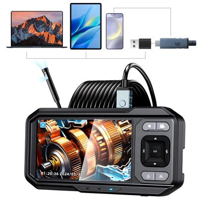 Telecamera endoscopica da ispezione a doppia lente 1920P per display 4,5 pollici/PC/telefono/tablet, cavo 5m 8 LED per tubo di scarico fognario Kentfaith