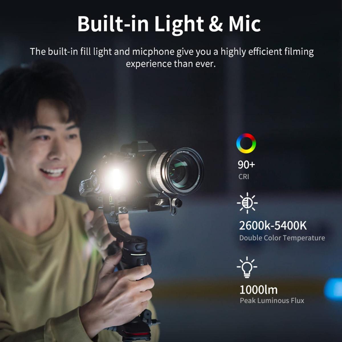 ZHIYUN Weebill 3, stabilizzatore cardanico a 3 assi per fotocamere DSLR e mirrorless, Nikon Sony Panasonic Canon Fuji BMPCC 6K, luce di riempimento e integrazione microfono, schermo OLED con poggiapolsi