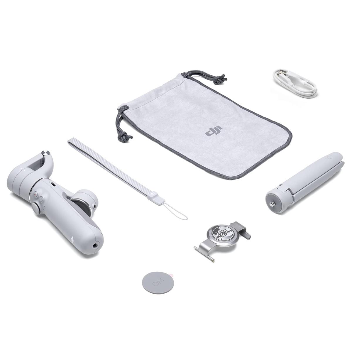 DJI OM 5 Smartphone-Gimbal-Stabilisator, 3-Achsen-Handy-Gimbal, eingebaute Verlängerungsstange, tragbar zusammenklappbar, Android- und iPhone-Gimbal mit ShotGuides, Vlogging-Stabilisator, YouTube-TikTok-Video, grau