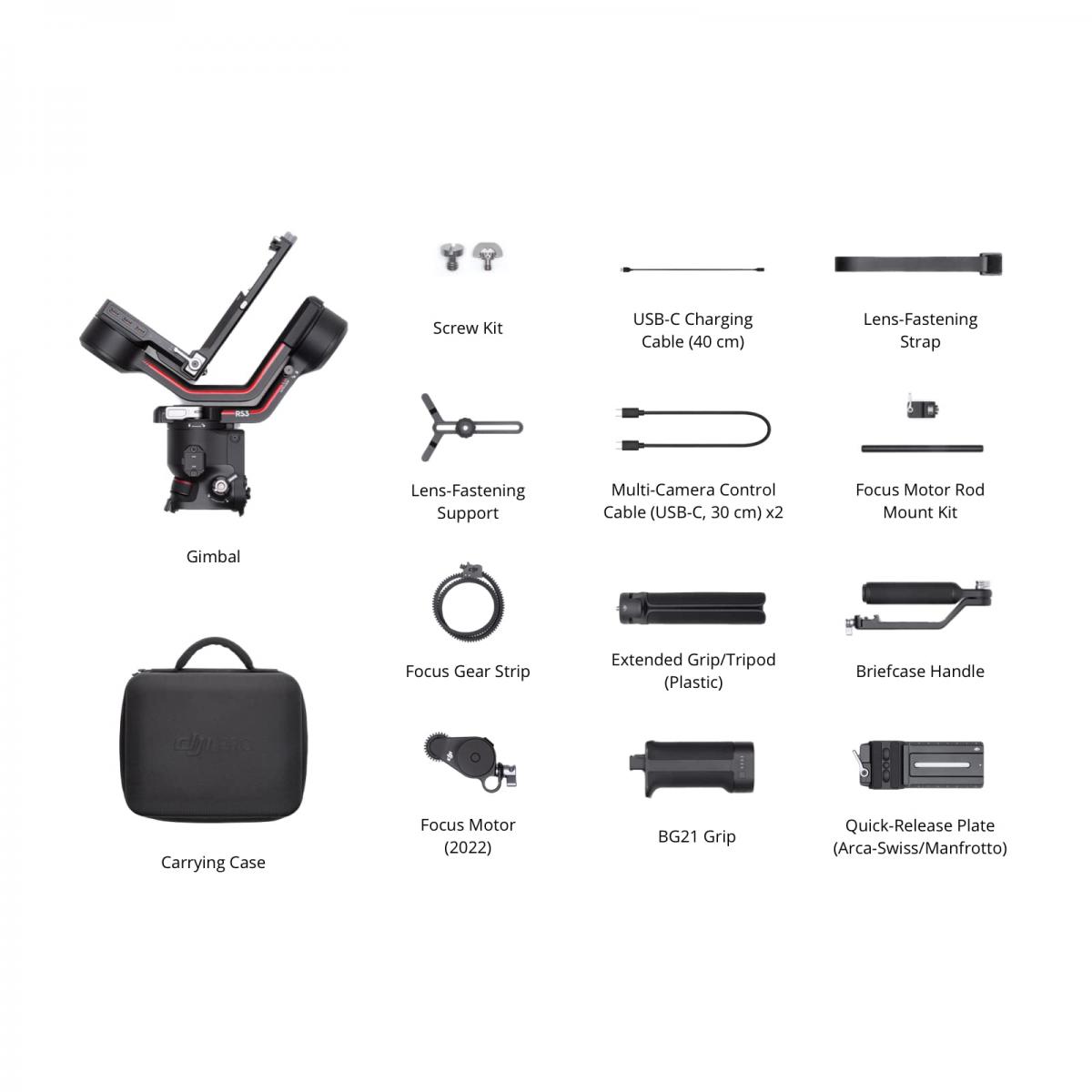 DJI RS 3 Combo - Stabilizzatore cardanico a 3 assi per fotocamere DSLR e mirrorless, carico utile 3 kg (6,6 libbre), blocco asse automatico, touchscreen OLED da 1,8", algoritmo di stabilizzazione RS di terza generazione, nero