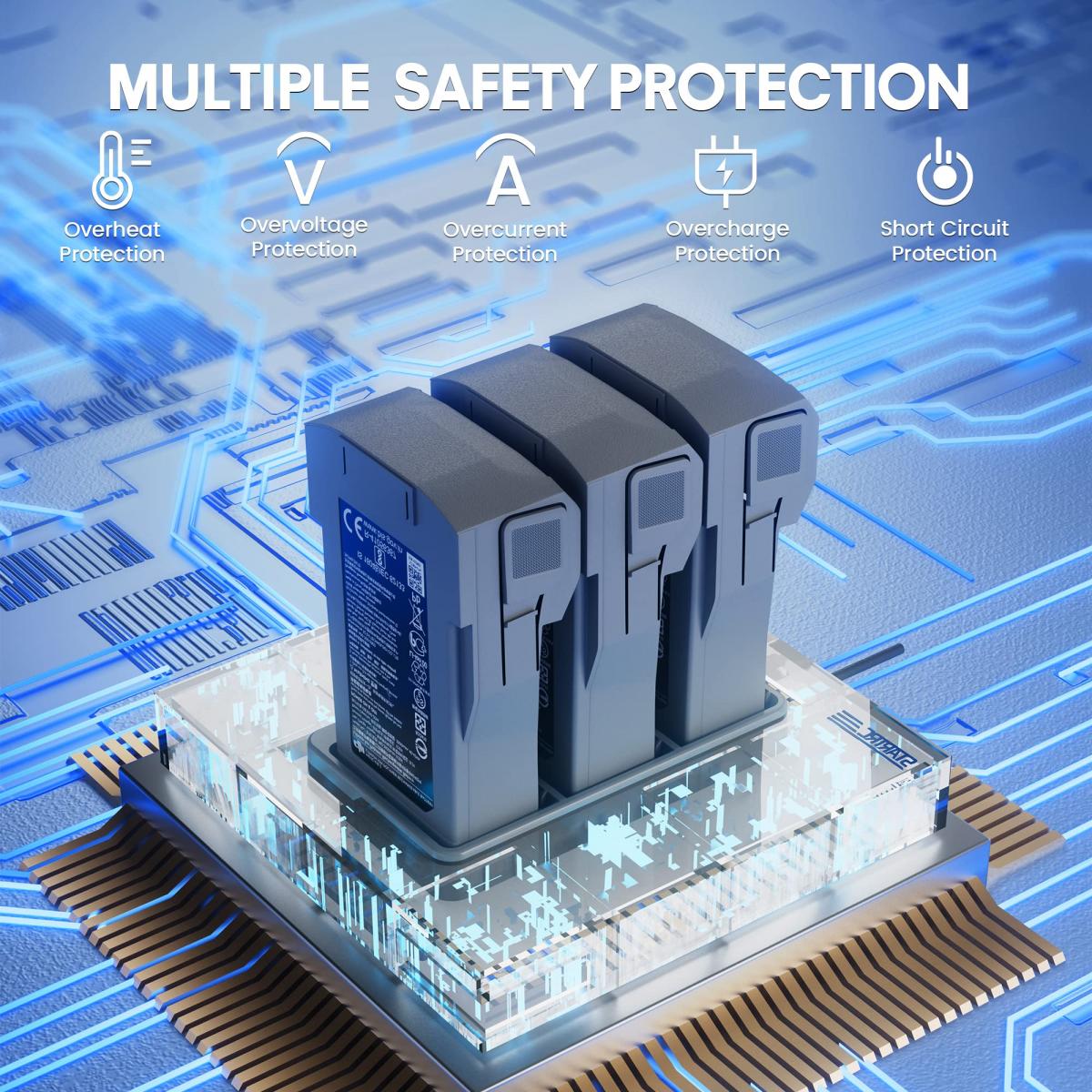 STARTRC Mini 3 Pro Akun lataus Butler DJI Mini 3 Pro Drone -tarvikkeet, kaksisuuntainen lataus Butler DJI -akku, lataus 3 akkua