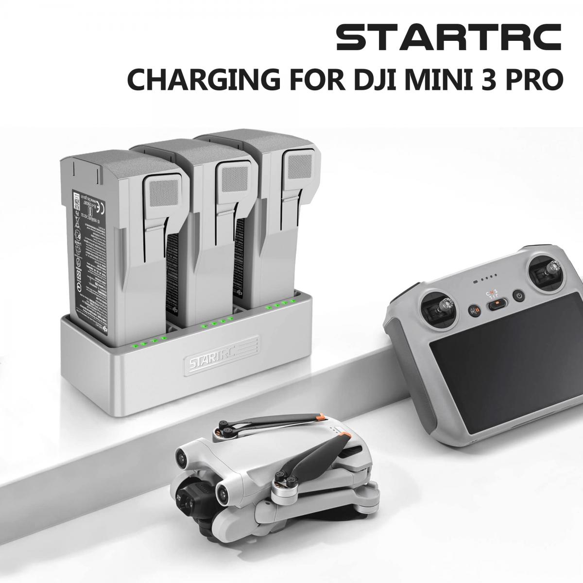 STARTRC Mini 3 Pro Akun lataus Butler DJI Mini 3 Pro Drone -tarvikkeet, kaksisuuntainen lataus Butler DJI -akku, lataus 3 akkua