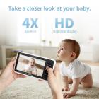 720P 5 "HD Monitor de áudio e vídeo para bebês com visão noturna e bateria de 4000 mAh