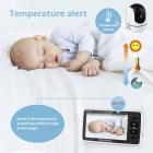 720P 5 "HD Monitor de áudio e vídeo para bebês com visão noturna e bateria de 4000 mAh