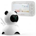 Monitor de bebê com vídeo LCD panda de 5 polegadas com visão noturna Monitoramento de temperatura da câmera Função dupla de áudio Lullaby A função VOX pode ser estendida para 4 câmeras padrão da UE
