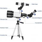 70mm Aperture Astronomical Refractor Telescope (15x-150x) for Adults and Children, Beginners, 300mm Portable Telescope