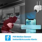 Turvakamera ulkona, aurinko langaton WiFi 360 ° PTZ-kamera 9000Mah-akulla 2-suuntaisella äänellä, 1080P Night Vision, Liiketunnistus