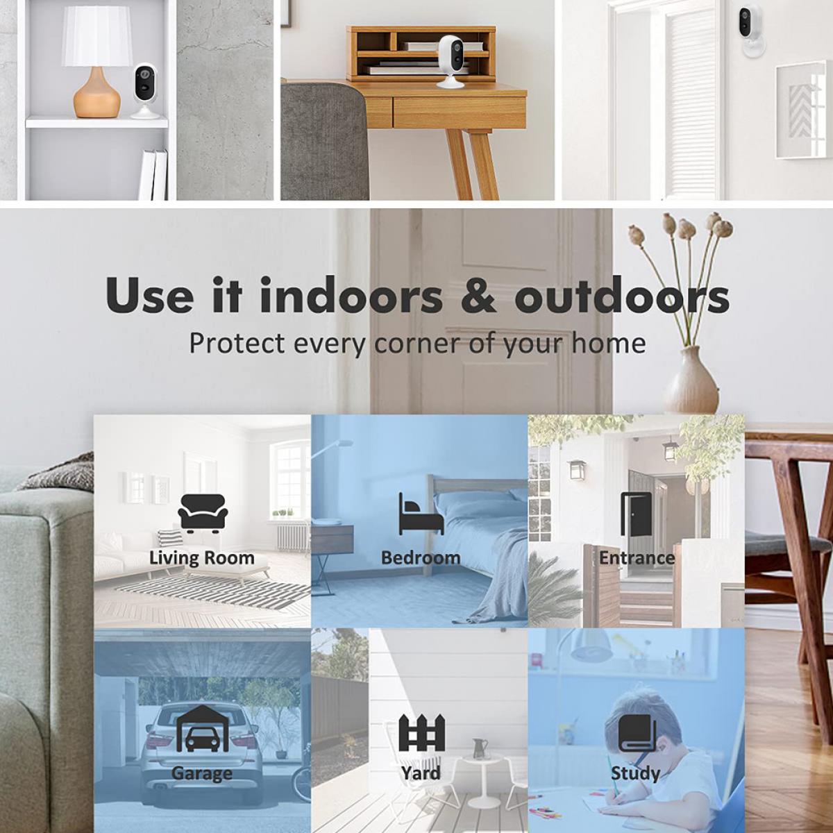 2K overvågningskamera, trådløst udendørs overvågningskamera, overvågningskamerasystem med 180 dages batterilevetid, AI menneskelig detektion, klart nattesyn, IP66 vejrbestandig europæisk regulering